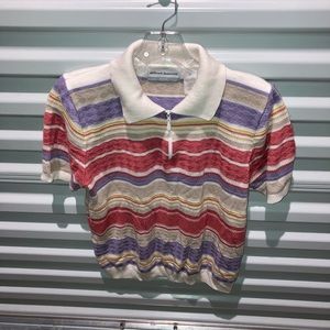 Alfred Dunner Shirt Women’s Size PL Petite Multicolor Knit Colorblock Polo